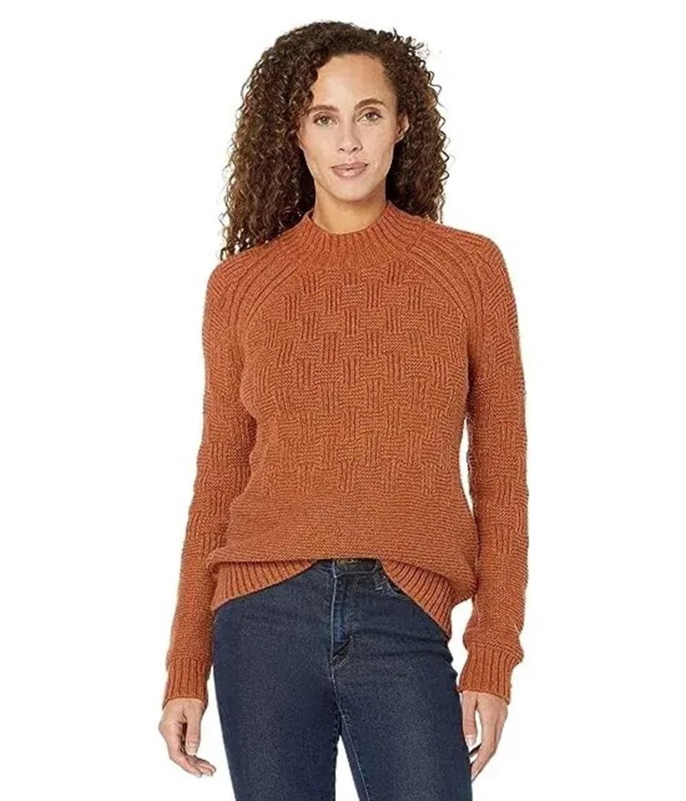 Prana Sky Meadow Chunky Knit mock Neck Cotton Blend Slouchy sweater womens S New